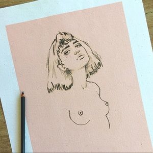 Rik Lee Art Print - Left Handed Studies II (Peach Only)